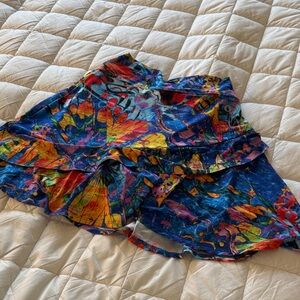 Vibrant Asymmetrical Skirt with Multicolor Design